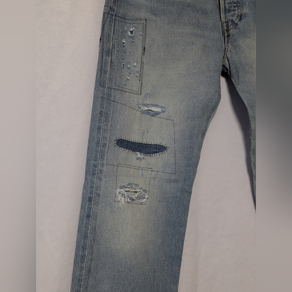 NWT Levis 501 Original Transitional Straight Leg Destructed Selvedge Jeans 32x31 - Picture 13 of 16